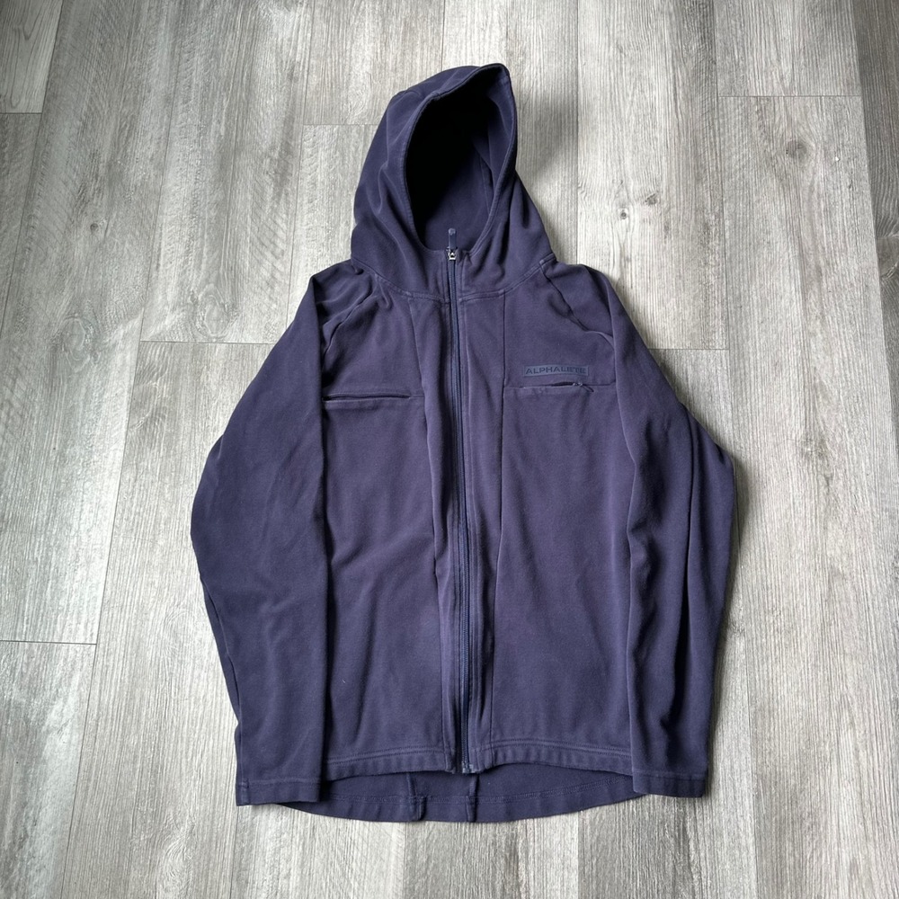 Alphalete Navy Blue Zip Up Hoodie Jacket Chest Pocket Size men M